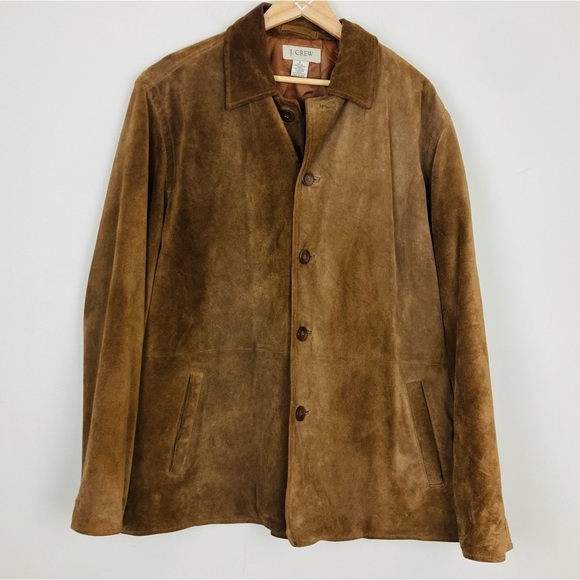 J. Crew vintage chore / car jacket. Rich brown suede with quilted lining. Size L - Picture 1 of 6